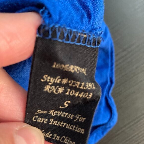 MINE =COBOLT BLUE button down tie front short sleeve shirt Oversized size small - Picture 10 of 10